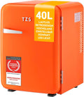 TZS Mini-Kühlschrank, 40 L, Orange, First Austria - Retro Mini Kühlschrank - Lautlos - Vintage