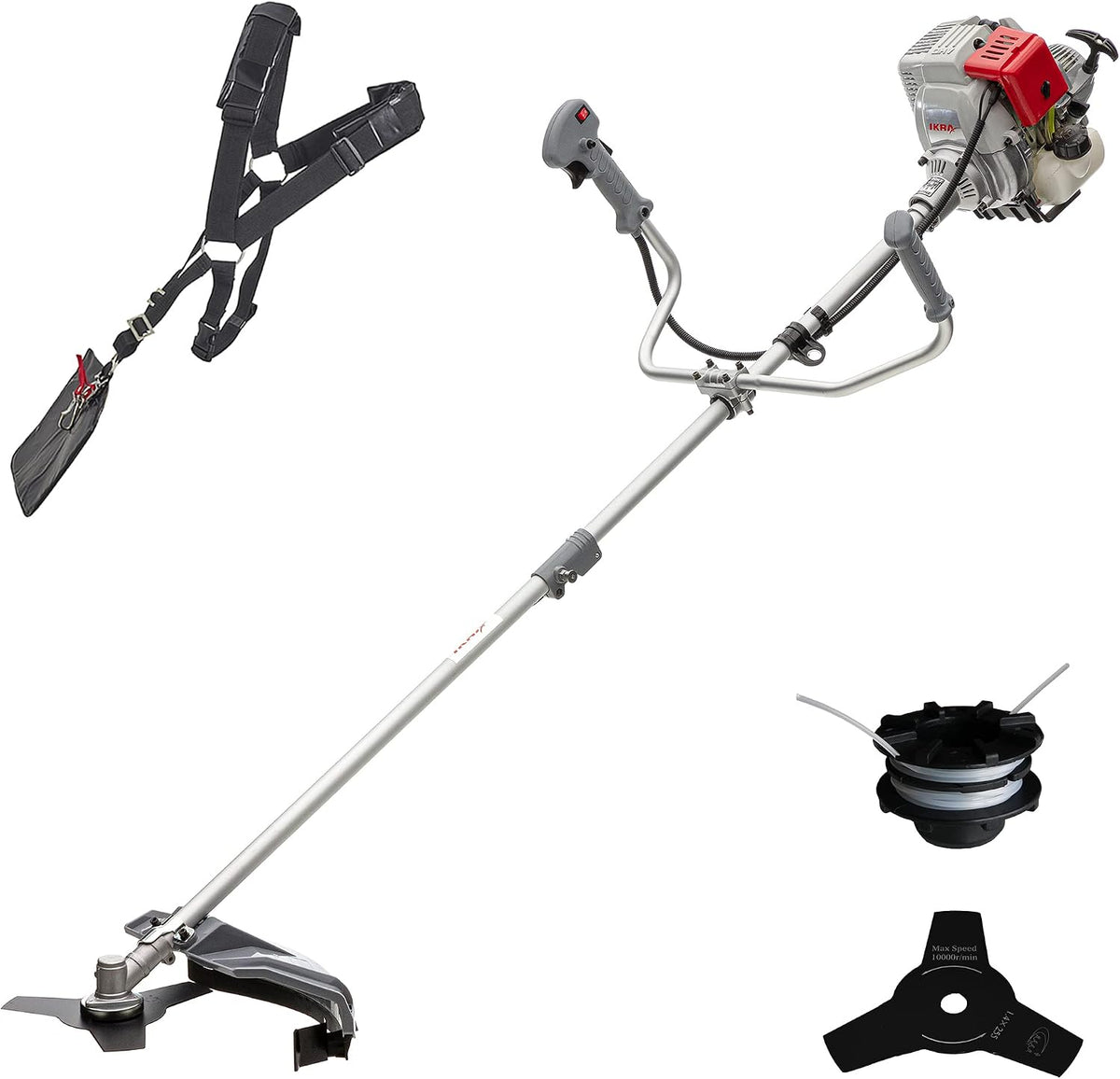 IKRA Elektrorasierer, 0.7 W, Grau/Rot, 73046760 Benzin Freischneider Trimmer IBF 31-4 inkl., 3-Zahn-Messer & Schultergurt