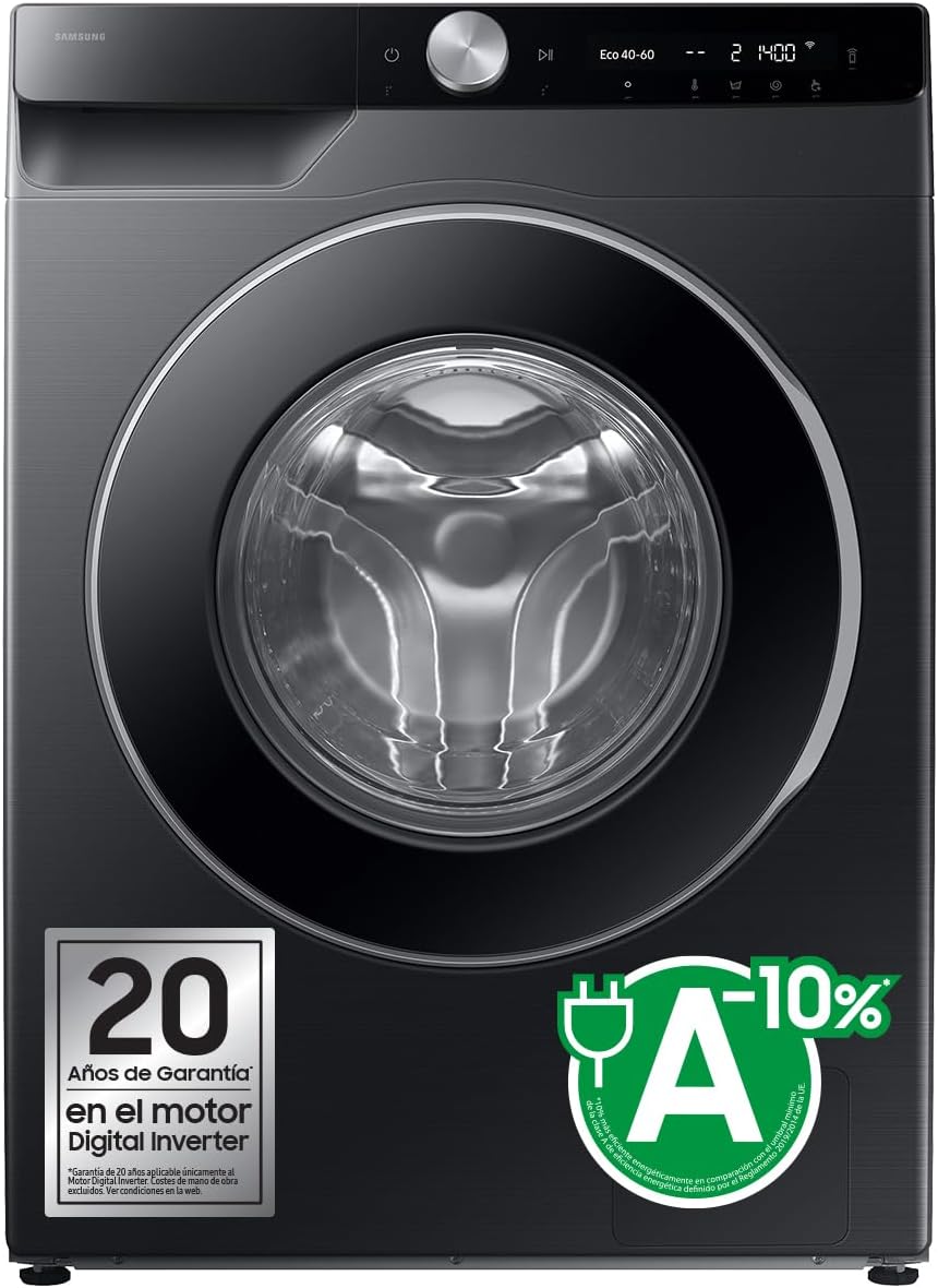 Samsung Waschmaschine, Schwarz, WW90DG6U85LBU3, AI EcoBubble™-Technologie mit SmartThings und künstlicher, Klasse A