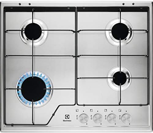 Electrolux Gasherd, 1000 W, 2000 W, Silber, kgs 6424 SX Einbau- Edelstahl Kochfeld - Platte (integriert