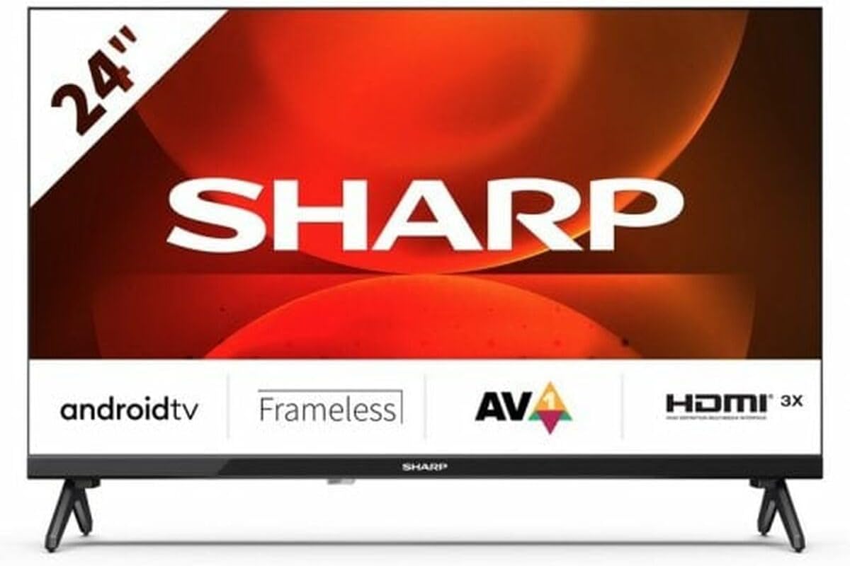 SHARP Fernseher, 24 Zoll, 60 cm, Schwarz, Smart TV, 24FH2EA - HD Ready Android TV - Multimedia Streaming, Receiver