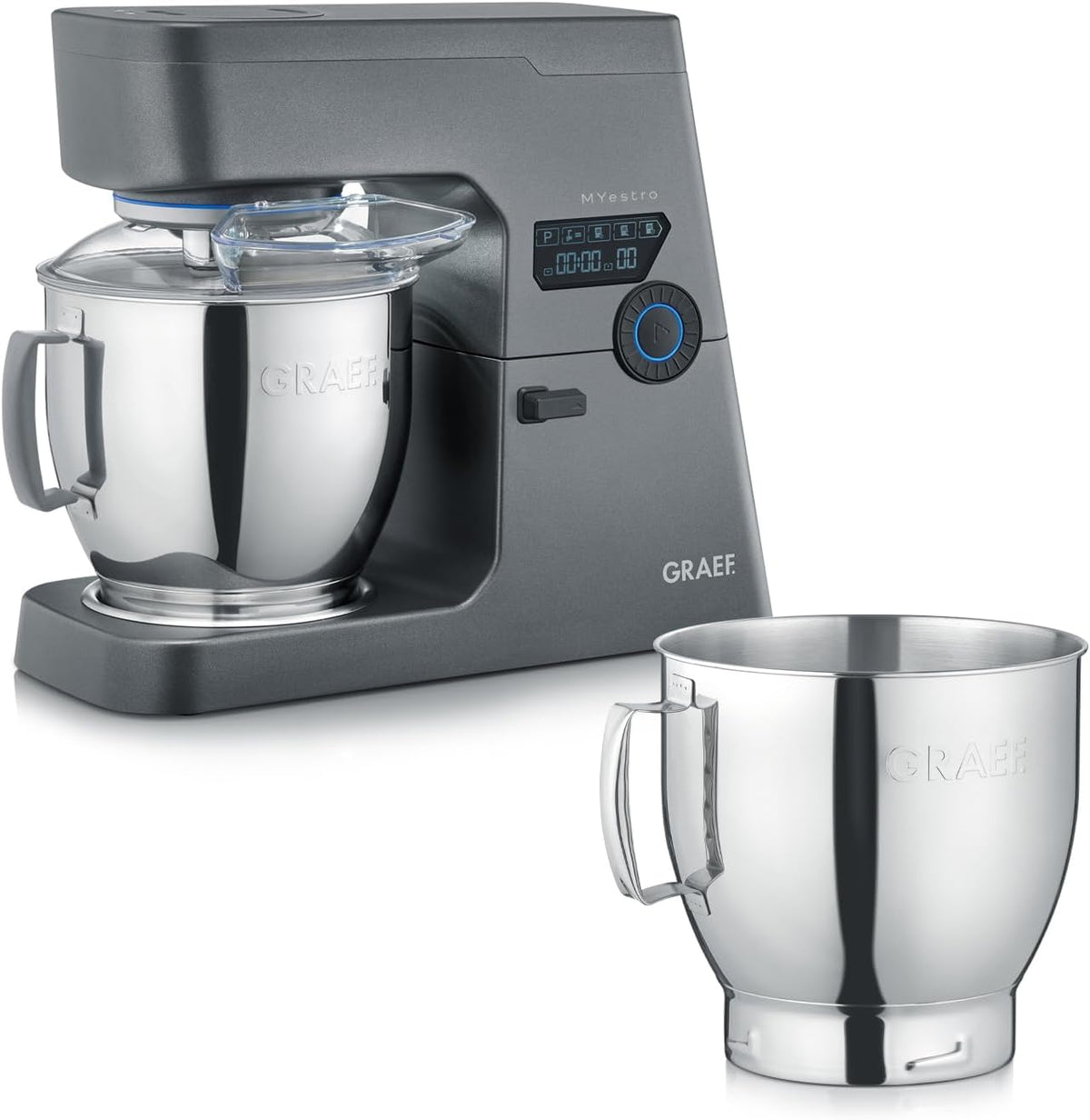 GRAEF Küchenmaschine MYestro KM7016 Knetmaschine mit 7 Liter Edelstahl-Rührschüssel, Multifunktionale Rührmaschine mit flüsterleisem und effizientem
