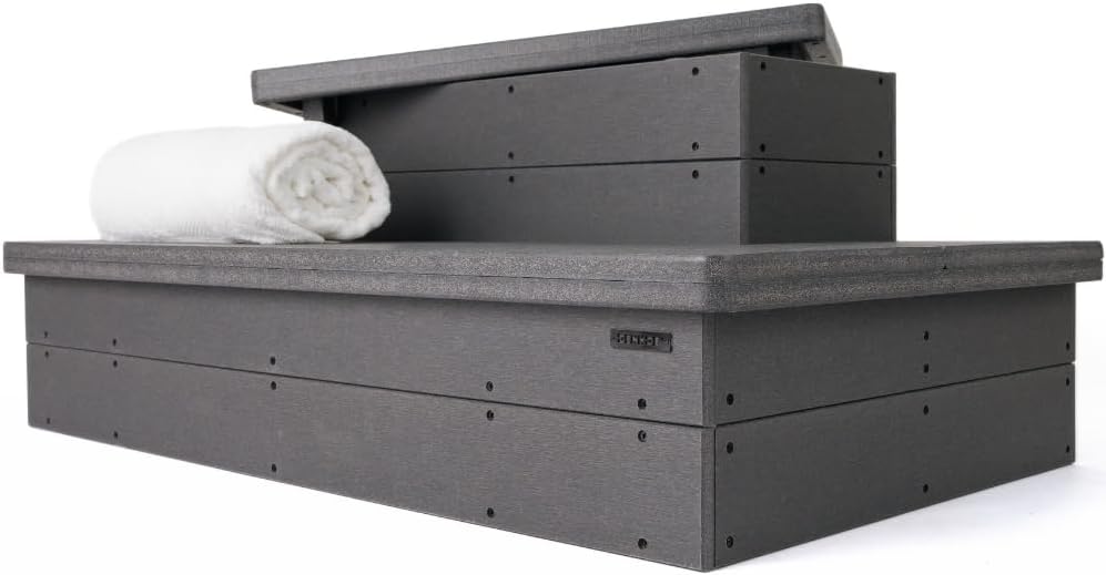 DENKOE Pools,Gartensaunas & Badewannen mit Sprudelfunktion, 317,5 kg, Grau, Robuste Whirlpool-Stufen mit Stauraum