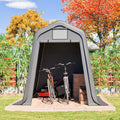 dowowdo Gerätehaus, 245x183x217 cm, Grau, Aufbewahrungsschuppen, mit Wasserdichtem PE-Material & Rollos, Windfester Fahrradunterstand oder Carport