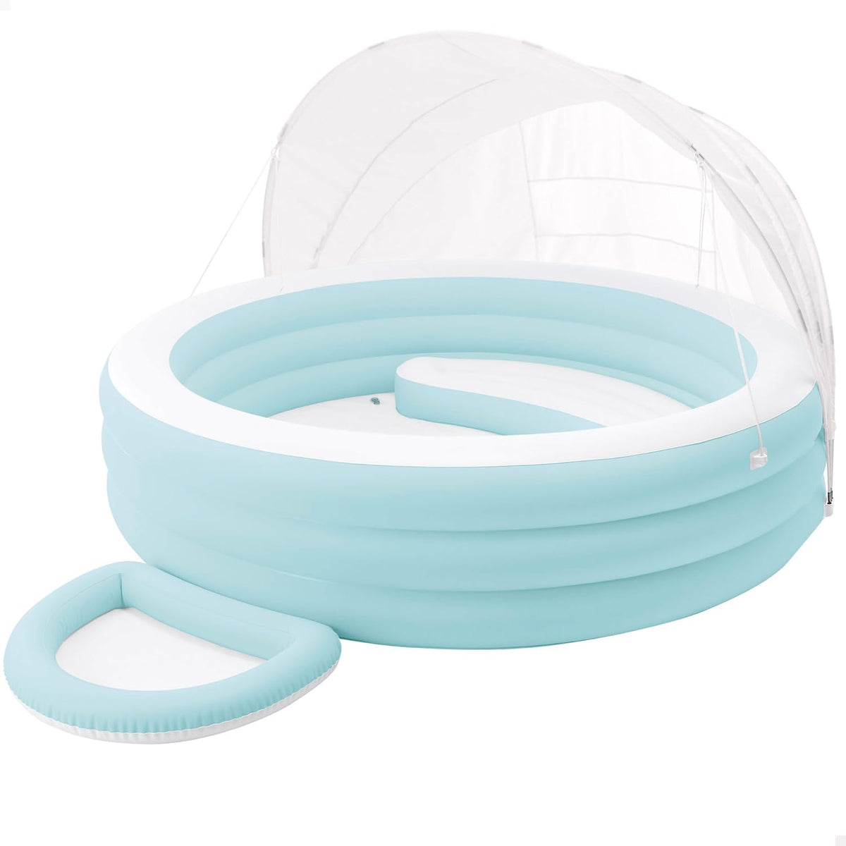 Intex Aufblasbare Pools, 177 x 221 x 137 cm, Hellblau/Weiß, Swim Center Baldachin Lounge Pool 57195NP (aufgeblasen
