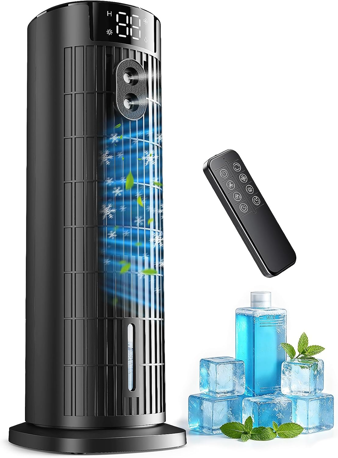 Klimaanlage, 35 dB, Weiß, 5-in-1-Kombigerät aus und Luftkühler mit Fernbedienung, leise <, 4 Geschwindigkeitsstufen