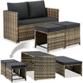 TecTake Sofa, pulverbeschichteter Stahl, Polyethylen, 100 % Polyester, Polypropylen, Edelstahl, Braun/Schwarz