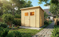 Gerätehaus Alpholz, 251x199 cm, 14 mm, Holz, Mollie Fichten Wandstärke Pultdach haus mit Montagematerial