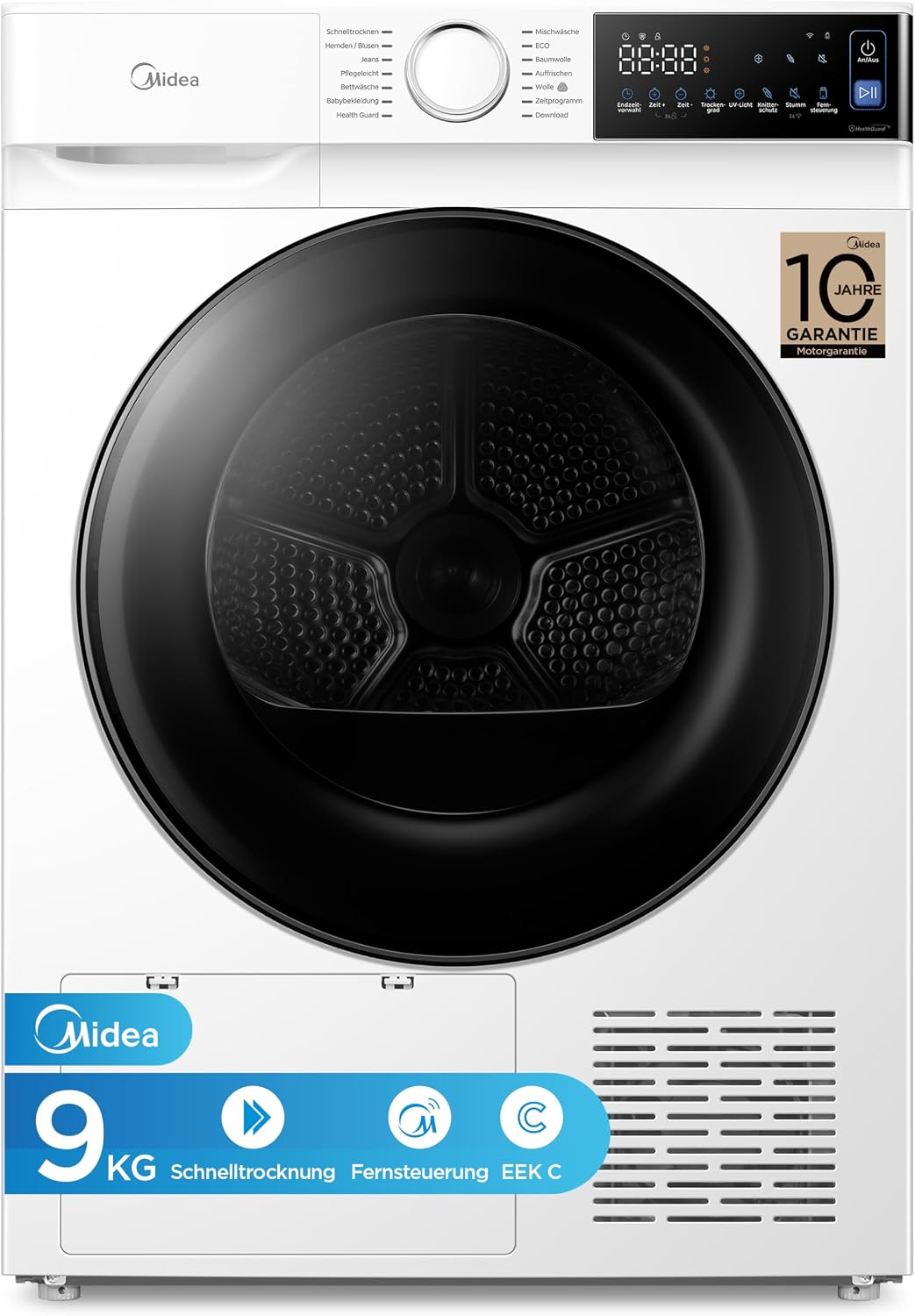 Midea Wärmepumpentrockner, 9 kg, Schwarz, Serie V5 Energieklasse C SmartDry MDV5EH90WBC