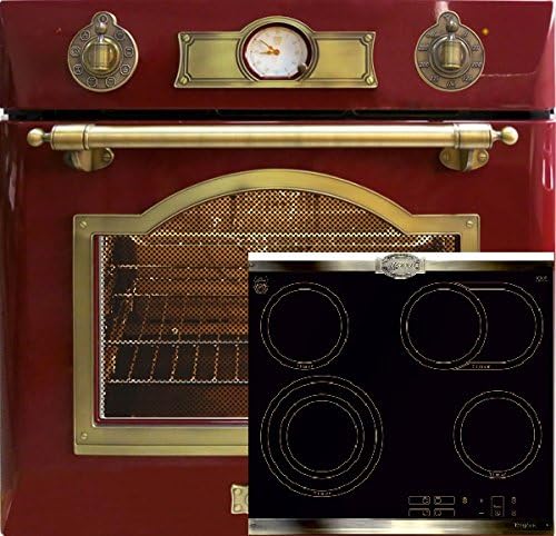 NEUHEIT Backofen, 60 cm, 67 L, Rot, Herdset Autark Kaiser Empire/Elektro Einbau + High Light, Drehspieß, Selbstreinigung/Einbau l/Herd
