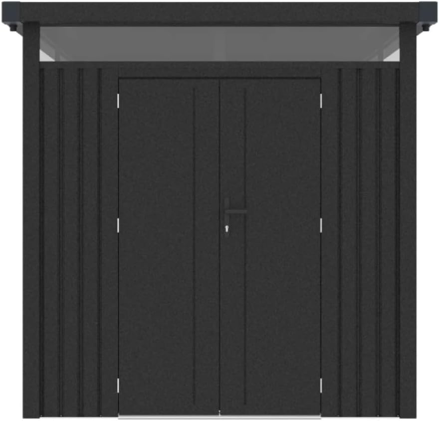 Gerätehaus HORI, Schwarz, Metall-Gartenhaus aus verzinktem Stahl, robuster Geräteschuppen, abschließbar, witterungsbeständig