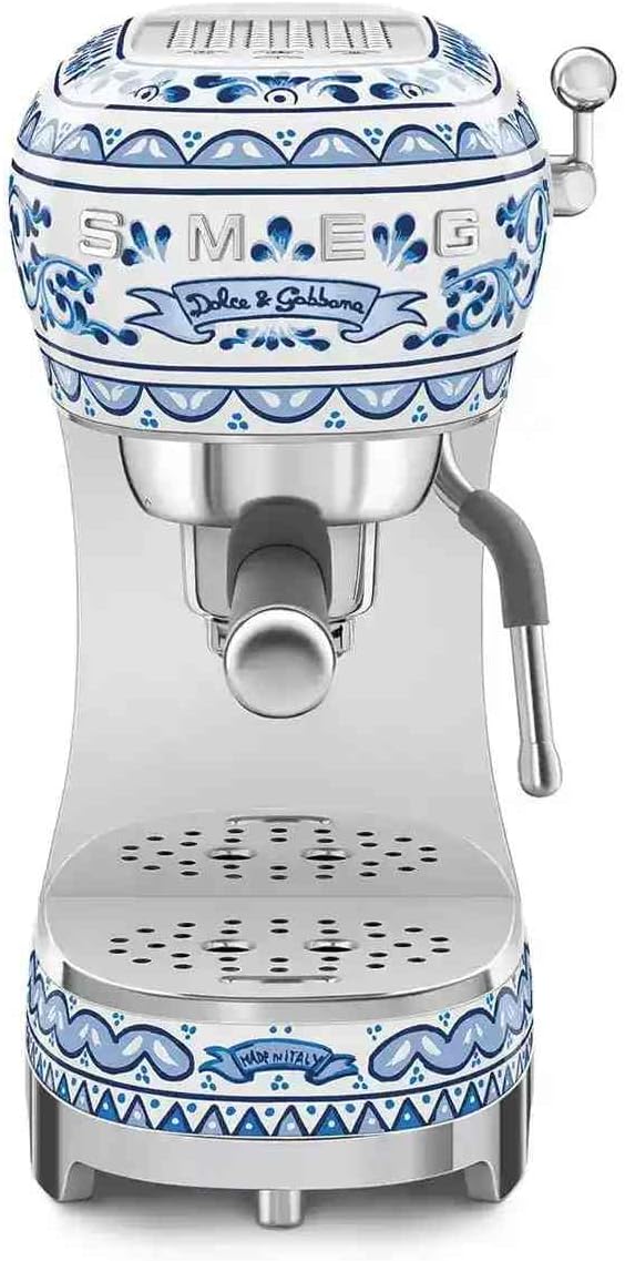 Smeg Kaffeemaschine, Edelstahl, Weiß/Blau, ECF02DGBEU Dolce & Gabbana Espresso-, Siebträger, Blau