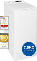 Exquisit Waschmaschine, 7,5 kg, 78 dB, weiß, Toplader, Kapazität, Energieklasse A, 1200 U/Min, schmale Bauform