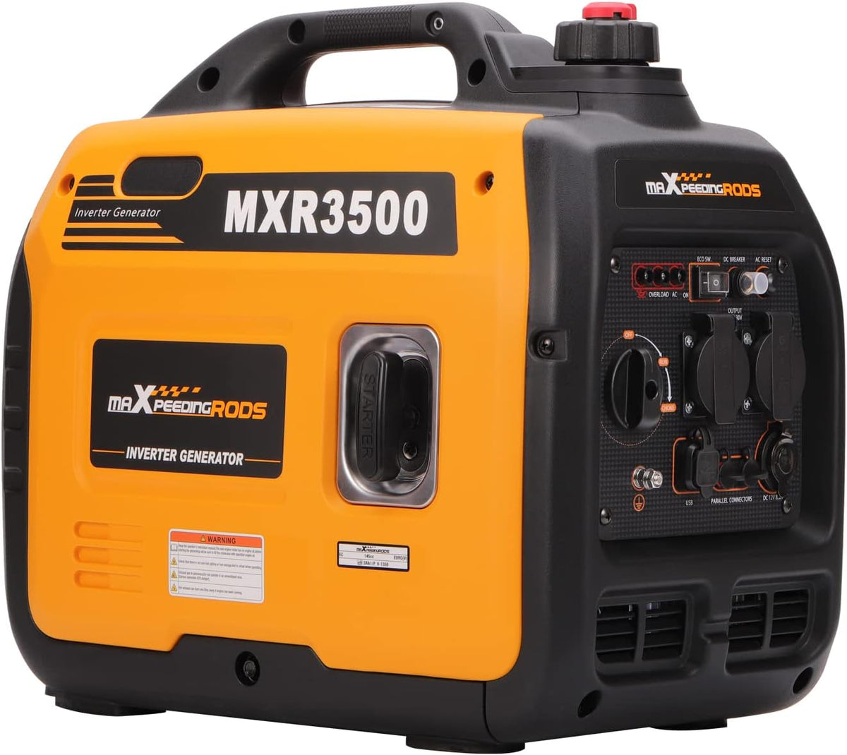 maXpeedingrods Powerstation, 3300 W, 230 V, Orange/Schwarz, Inverter Stromerzeuger Stromgenerator Benzin Superleise 4