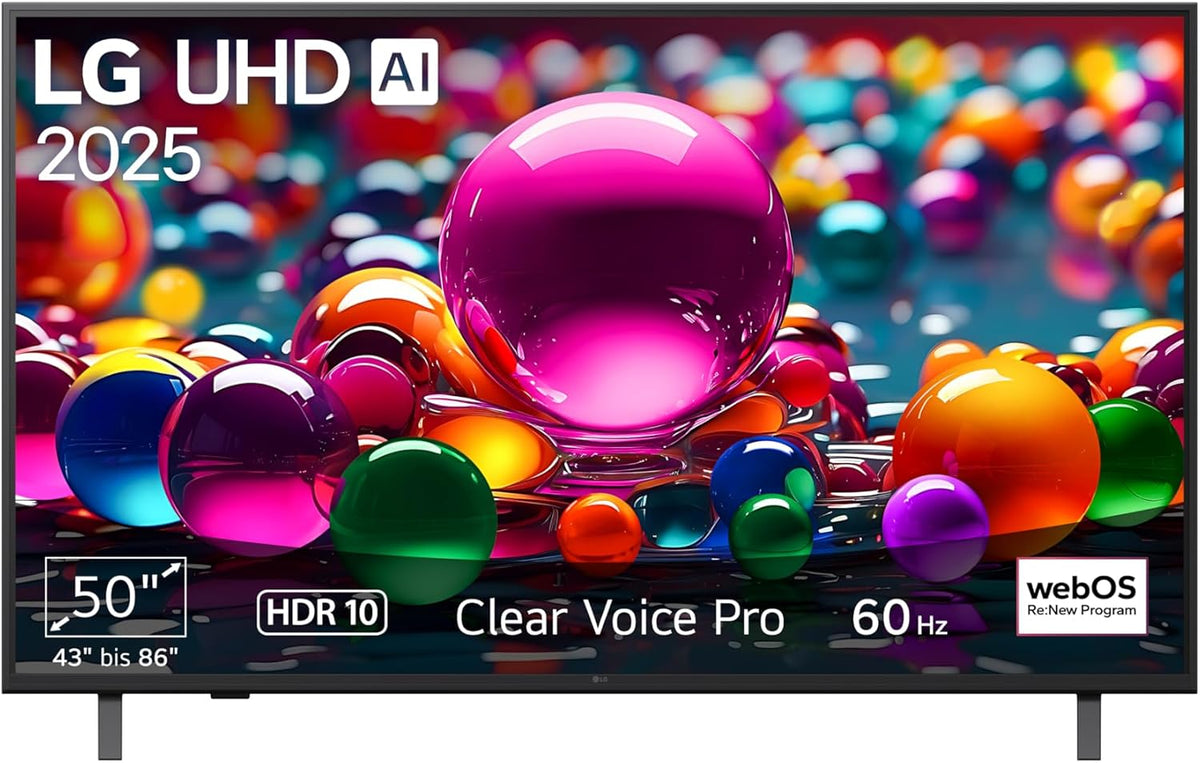 LG Fernseher, 50 Zoll, 127 cm, Schwarz, 50UA75006LA TV 4K UHD AI TV (α7 Gen8 4K AI Prozessor, webOS 25, 60 Hz) [Modelljahr 2025]