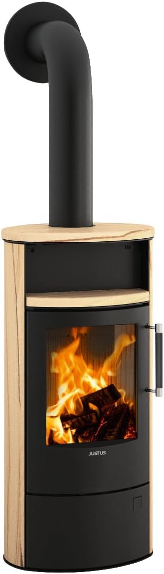 Justus Kaminofen, 5 kW, Schwarz/Sandstein, Island 5 2.0, Stahl Schwarz
