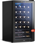 WIE Mini-Kühlschrank, 70 L, Schwarz, Weinkühlschränke 24 Flaschen Getränkekühlschränke - mit, Anti-UV, LED Touchpanel