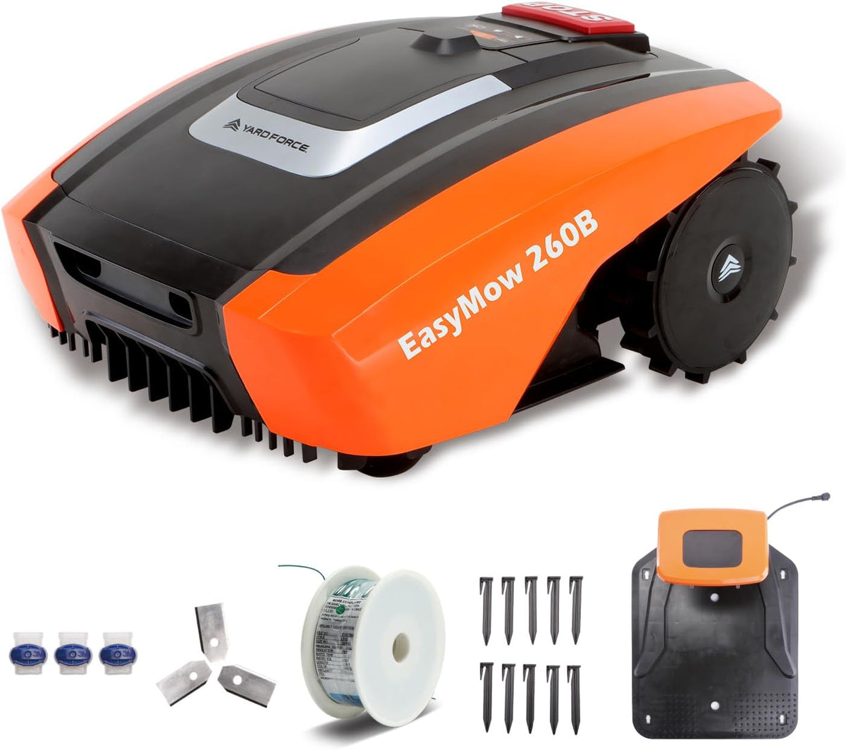 Yard Force Mähroboter, 260m, 20 V, 80m, Orange/Schwarz, EasyMow 260B, Power für Gärten bis ², Bluetooth App-Steuerung