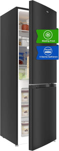 CHIQ Kühl-Gefrierkombination, 144 cm, 47 cm, 157 L, 109 L, Schwarz, Kühlschrank mit Gefrierfach, leise, Low-frost