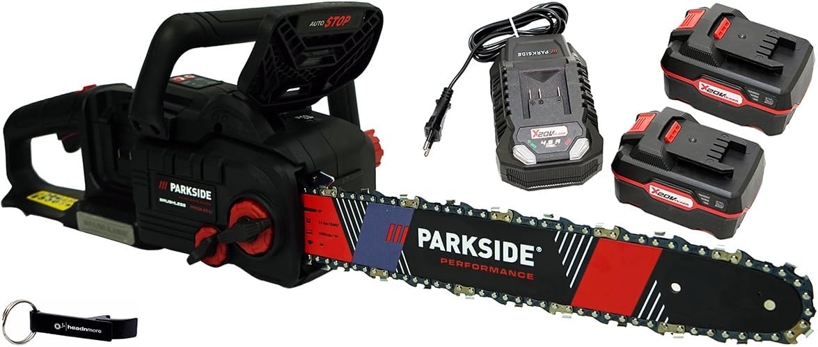 HEADNMORE Kettensäge, 40 V, Gehäuse: Kunststoff, schwarz/rot, ® Bundle - PARKSIDE PERFORMANCE® Akku PPKSA 40-Li B2