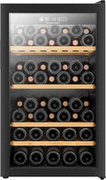 CLIMADIFF Weinkühlschrank, Schwarz, CLS52B1, 52 Flaschen, Temperier-Servier-Weinschrank, Glastür aus UV-undurchlässigem Glas