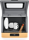 Geschirrspüler, 800 W, PP, ABS, Edelstahl, Weiß, Tragbarer mit 3 Programmen, freistehend Tischgeschirrspüle Klein mit Wasserschlauch