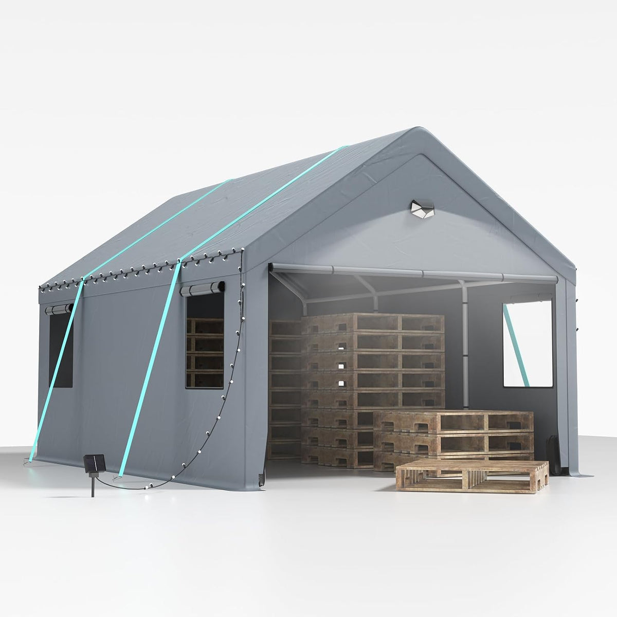 Sannwsg Garten,Gartenhäuser & Aufbewahrung,Carports, Grau, Carport Zeltgarage 3x5 m, extra großes Garagenzelt Winterfest mit Roll-up-Fenster