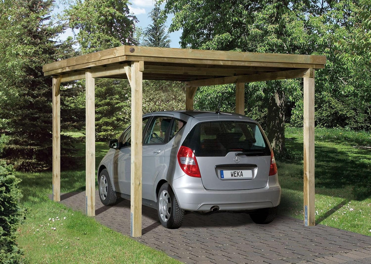 Weka Carports, Holz, Flachdach Einzelcarport 617 Gr. 1 ohne Dachplatten
