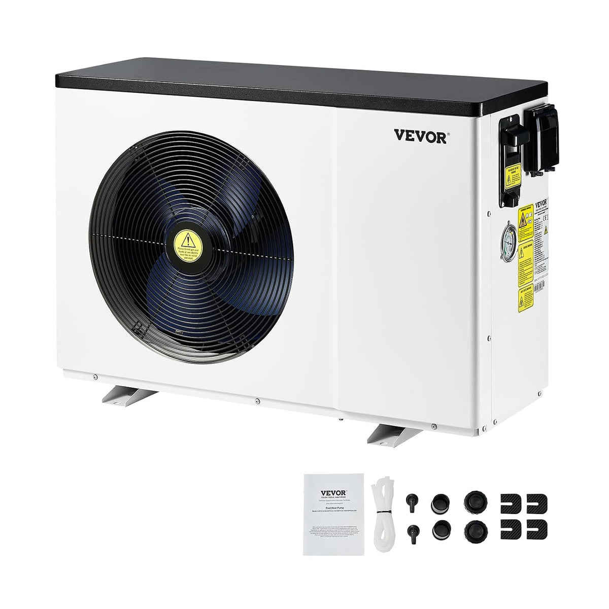 VEVOR Kompressor, 11,38 kW, 240 V, 50 m, Weiß/Schwarz, Elektrische Pool-Wärmepumpe, Heizleistung, ³ Aufstellpools