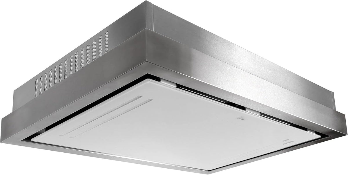 Gurari Dunstabzugshaube, 1000 m, 90 WH, 90 cm, Weiß/Edelstahl, Deckenhaube GCH C 343 IS PRIME Einbau Umluft •