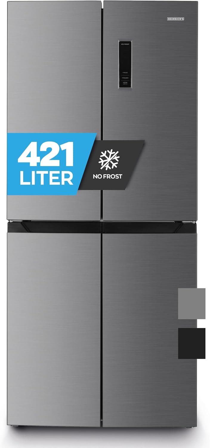 Heinrich´s Kühl-Gefrierkombination, 421 L, 150 L, Silber, Cross Door Kühlschrank, Kühlgefrierkombination mit Gesamtvolumen