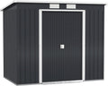 Outsunny Gerätehaus, 213 x 130 x 172 cm, 2,42 m, Dunkelgrau, Metall ², Geräteschuppen mit Pultdach Abschließbarer Doppelschiebetür