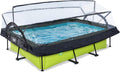 EXIT TOYS Aufblasbare Pools, 300x200x65 cm, grün/schwarz/klar, Lime Pool mit Multifunktionale Abdeckung - - Rechteckiger