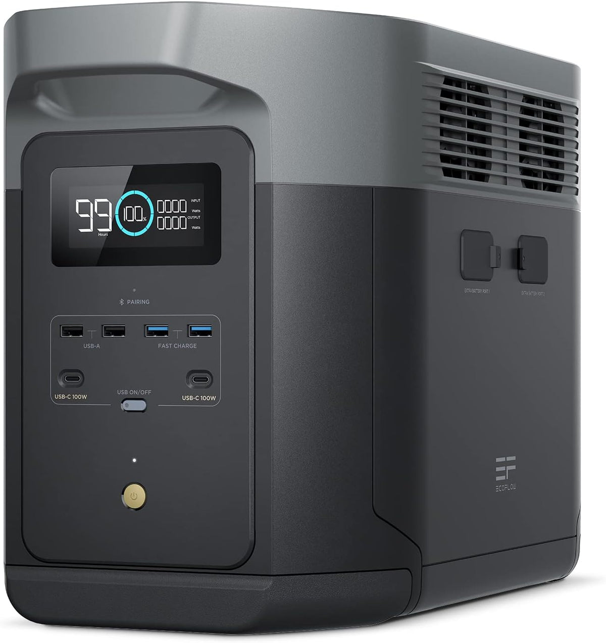 EF ECOFLOW Powerstation, 2048 Wh, 3000 W, Grau/Schwarz, Solargenerator, DELTA 2 Max tragbare, erweiterbar 2-6 kWh