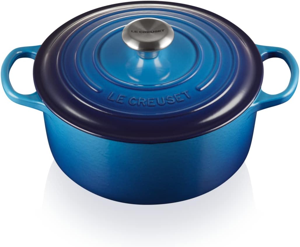 Le Creuset La Marmite Signature Backofen, 4,305 kg, 24 cm, 4,2 l, Blau, Le Gusseisen-Bräter mit Deckel, Rund, Volumen