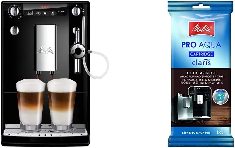 Melitta Kaffeevollautomat, Schwarz, Caffeo Solo & Perfect Milk E957-101 Schlanker mit, & 192830 Filterpatrone für en