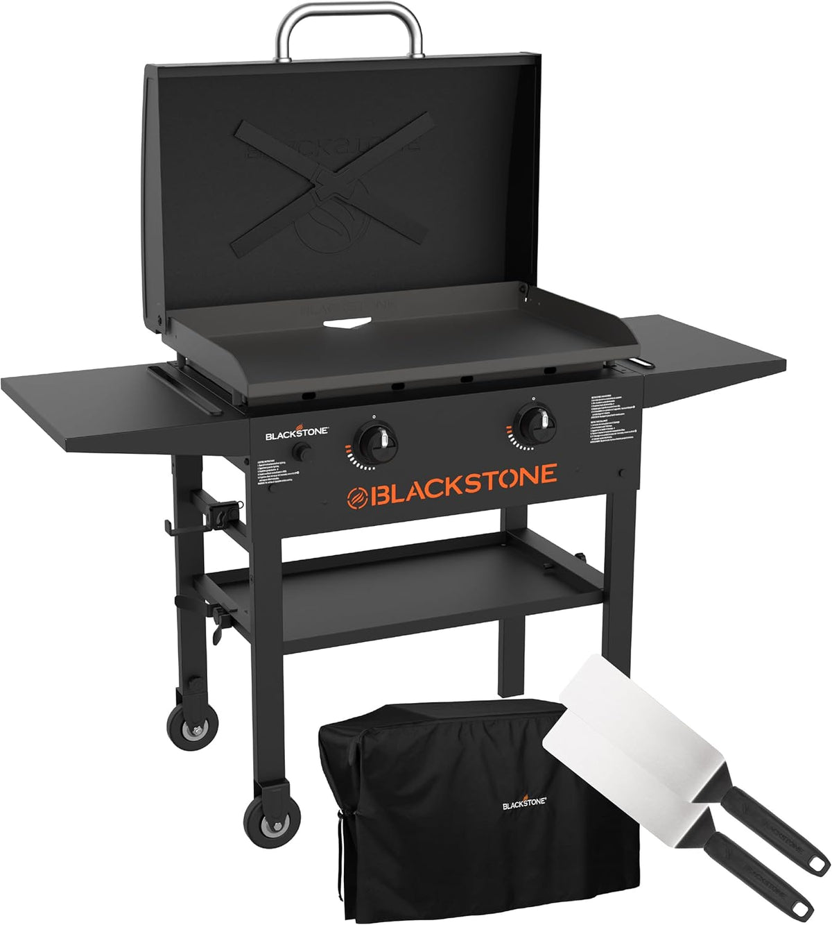 Blackstone Gasgrill, 71,1 cm, Schwarz, 2450AZ Omnivore Grillset mit weichem Deckel und zwei Spateln
