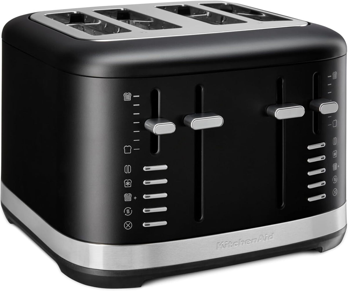 KitchenAid Toaster, 3,2 cm, 1960 W, Schwarz/Metallic, 5KMT4109EBM für 4 Scheiben, Manuelle Bedienung, 7 Bräunungsstufen