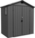 TRIUMPHKEY Gerätehaus, 185x121x210 cm, Dunkelgrau, 6x4 Gartenhaus Kunststoff, Kunststoff mit Boden, Geräteschuppen