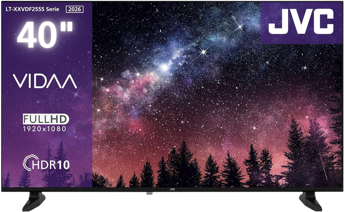 JVC Fernseher, 40 Zoll, Schwarz, Smart TV, LT-40VDF2555 VIDAA Smart TV Full HD Auflösung und HDR