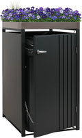 Mendler Mülltonnenbox, 125x68x84 cm, 35 kg, Anthrazit, 1er-Mülltonnenverkleidung HWC-O67, mit Pflanzkasten, Metall