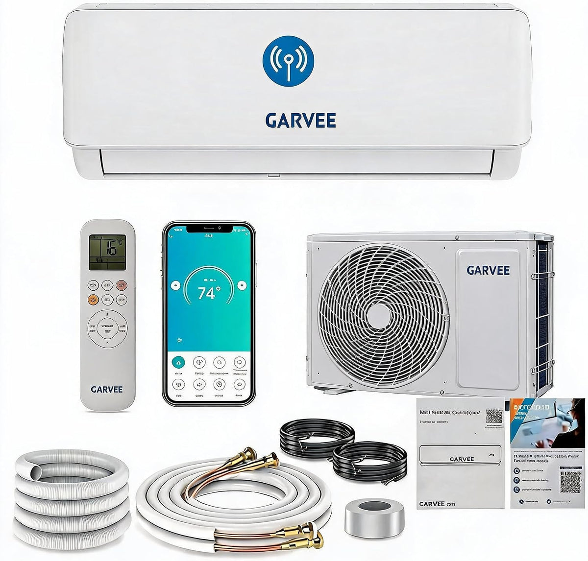 Garvee Split-Klimaanlage, 240 V, Weiß, A++ 18000BTU, Blechgehäuse, Energieeffizienzklasse a++, SEER 3, R32 Kältemittel