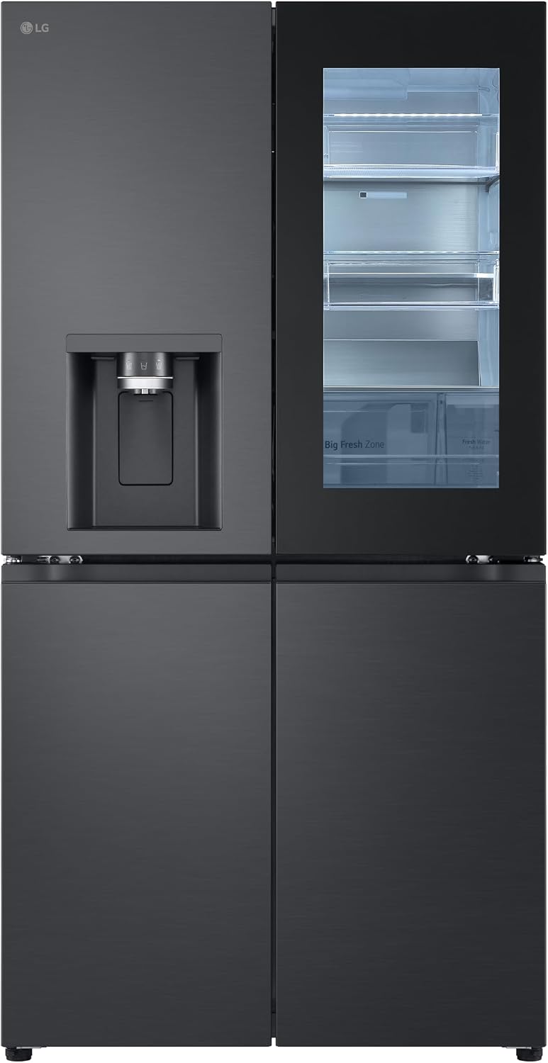 LG Side-by-Side-Kühlschrank, 637 L, Schwarz, GMG961NPKE Multi-Door Kühl-Gefrierkombination mit InstaView, Total No Frost