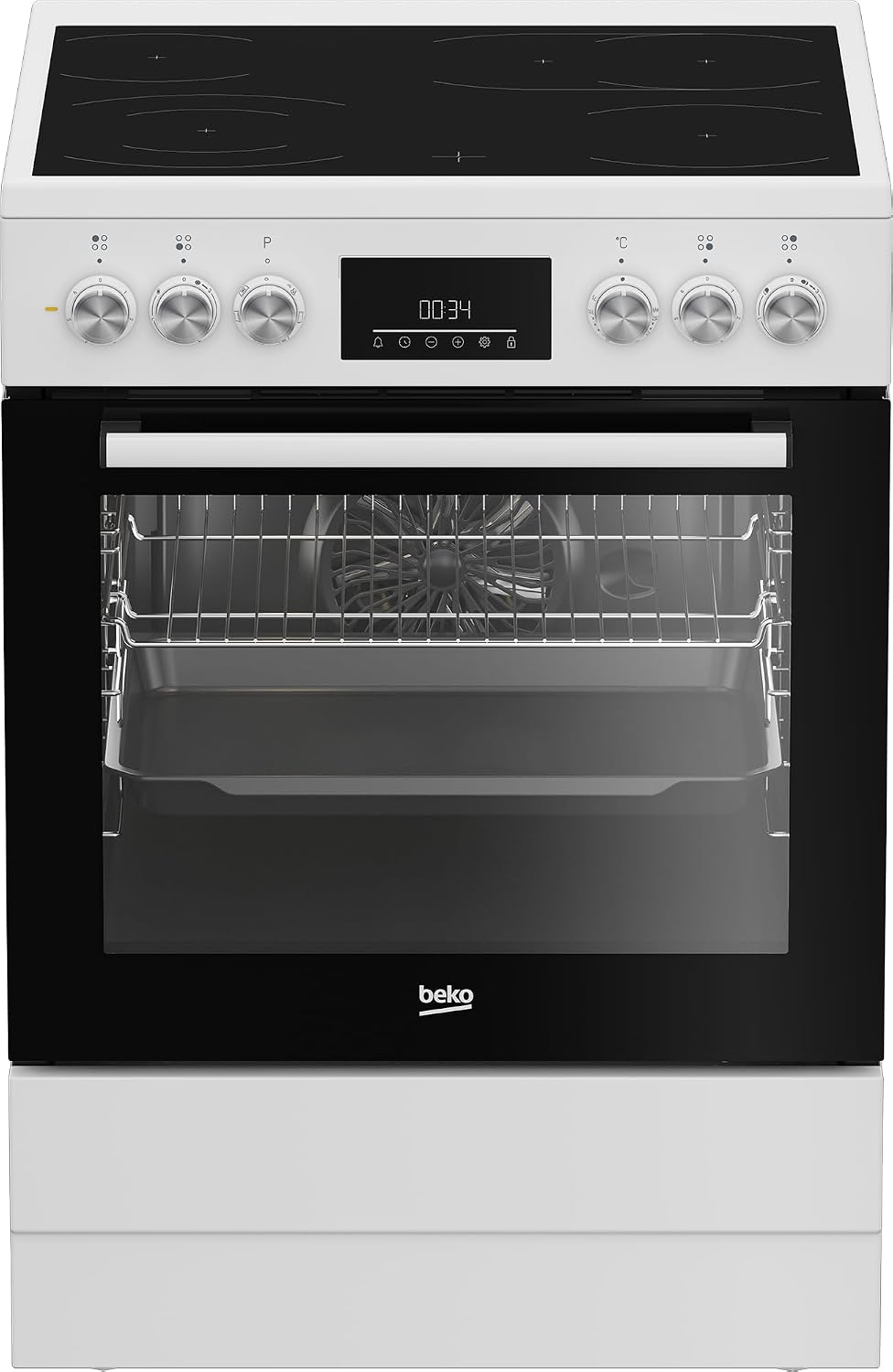 Beko Backofen, 60 cm, 72 l, Weiß, FBM67320WS freistehend Herd, Volumen, Dampfreinigung SteamShine, 8 Heizarten