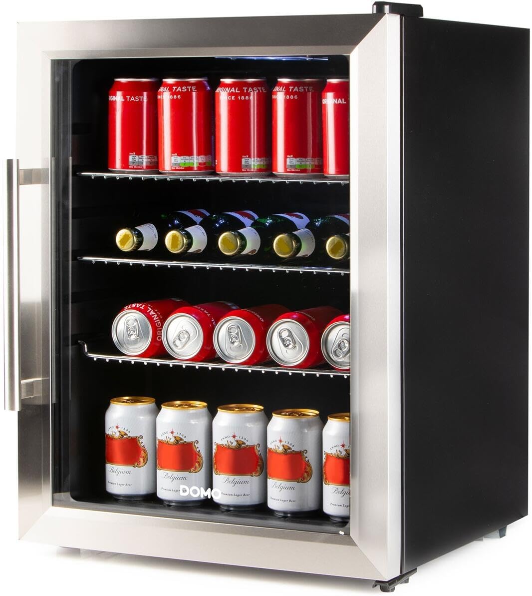 DOMO Kühlschrank, 60l, Schwarz/Edelstahl, DO91609BK Party- EEK: D (A - G) Standgerät Schwarz, Edelstahl (gebürstet)