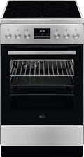 AEG Elektroherd, 50 cm, Silber, Standherd mit Glaskeramik-Kochfeld, Bräter- und Mehrkreiskochzone, 1 Paar Teleskopschienen