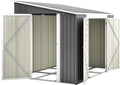 Gerätehaus DRIXNO, 262x180x201 cm, Grau/Beige, Großraum-Metallschuppen mit Doppeltüren, Garten Geräteschuppen Metall