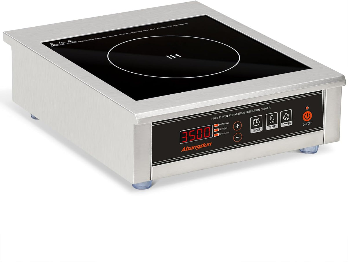 Gewerbliches Kochfeld, 3500 W, 275 V, Silber, Induktions, 190- Kommerzielles Induktionskochplatte mit 16, 240°C, 18h-Timer