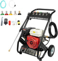 LENJKYYO Hochdruckreiniger, 7.5HP, Eisen, Gummi, PVC, Schwarz/Weiß/Rot, Benzin 7, 2200PSI Benzin mit 5 Düsen & 26ft Schlauch