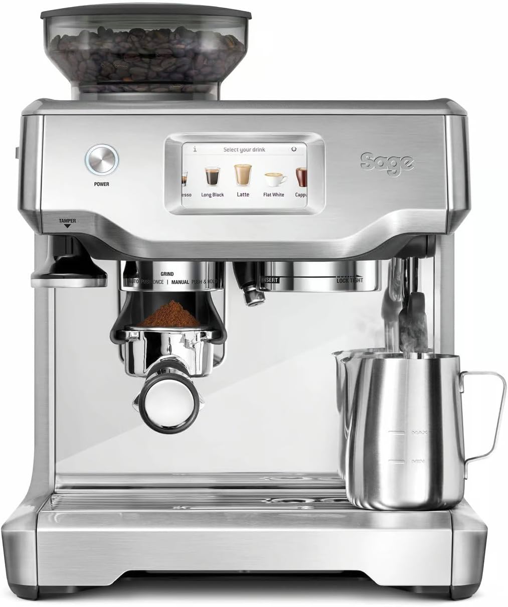 Sage Milchaufschäumer, Edelstahl, The Barista Touch - Kaffeemaschine mit automatischem &, abnehmbarer Tamper